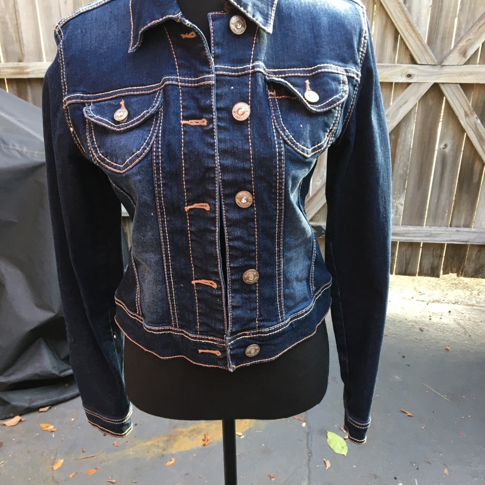 Red Camel Dark Navy Blue Cotton Jean Jacket Sz Small